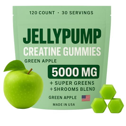 JellyPump Creatine Gummies, Vitamins, Super Greens & Shrooms All-In-One